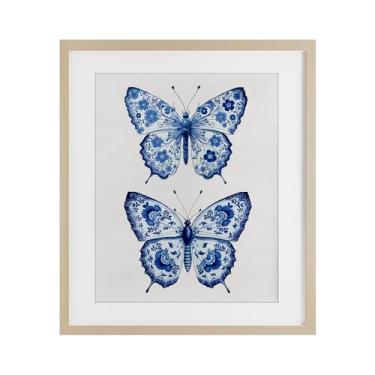 Imagem de Stupell Industries Impressão emoldurada de bétula de borboletas padrão de vaso sanitário ornamentado sob vidro, design por letras e forrado, 40,6 x 33,5 cm