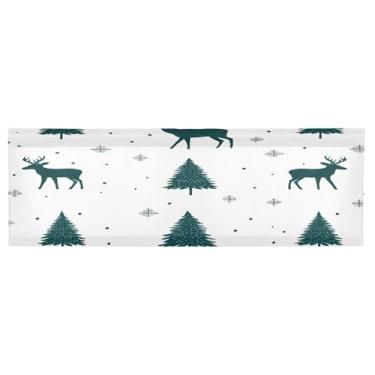 Imagem de CEBUGI Cortina blackout para janela – Cortinas de proteção de privacidade para cozinha/banheiro/sala de estar/lavanderia (137 x 45 cm, 1 painel, veado e árvores de Natal)