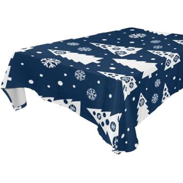 Imagem de Burbuja Toalha de mesa de árvore de Natal, toalha de mesa quadrada anti-rugas grossa para decoração de jantar, cozinha, festa, 137 x 137 cm