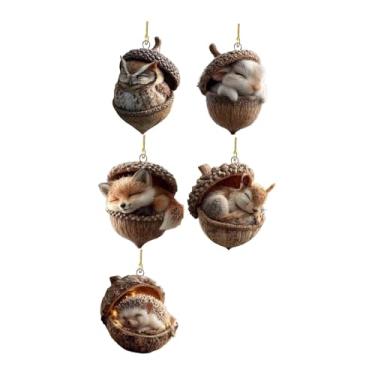 Imagem de shamjina Enfeites suspensos planos em acrílico 2D, ornamentos pendentes em forma de animais para árvore de Natal, decoração de parede para quarto infantil, Style C