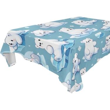 Imagem de Burbuja Toalha de mesa Polar Bears, toalha de mesa quadrada anti-rugas grossa para decoração de jantar, cozinha, festa, 137 x 137 cm