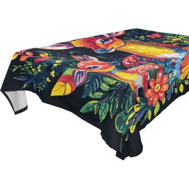 Imagem de Burbuja Toalha de mesa colorida de cervo, toalha de mesa retangular anti-rugas grossa para decoração de jantar, cozinha, festa, 152 x 274 cm