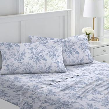 Imagem de Laura Ashley Home - Coleção de flanela – Conjunto de lençóis – 100% algodão, flanela escovada ultramacia, pré-encolhida e antibolinhas, lavável na máquina, fácil de cuidar, Queen, Vanessa