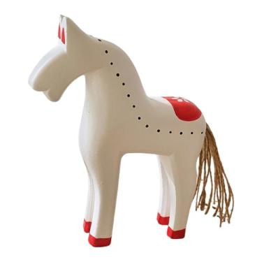 Imagem de Ioensy Estátua de Cavalo de Madeira, Ornamento de Mesa, Escultura Colecionável de Animal para Festa, Escritório, Aniversário, Armário, Casamento, Branco