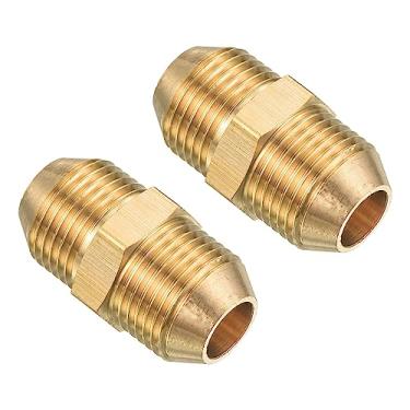 Imagem de PATIKIL Encaixe de tubulação, pacote com 2 adaptadores de conector de extensão sextavada macho M18 para M18 de 1,38 polegadas para canos de água de jardim, ouro