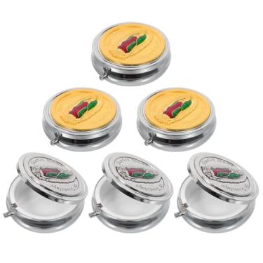 Imagem de Didiseaon Caixa de joias de terço de 2 peças: organizador de lembrança católica de metal para contas de oração da primeira comunhão - estojo religioso redondo com Maria gravada