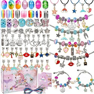 Imagem de ZJchao Kit de Fabricação de Pulseiras, Kit de Fabricação de Joias DIY Com Miçangas Coloridas e Pingentes para Meninas, Pulseiras de Corrente de Cobra Ajustáveis (1)
