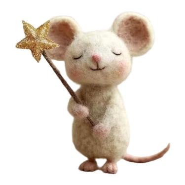 Imagem de Ioensy Ratinhos de feltro feitos à mão com estrela, enfeite de boneca de rato, estatueta encantadora em miniatura para cabeceira, lareira, estante de livros, Style C