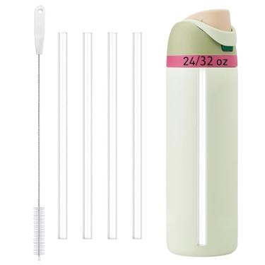 Imagem de Woyinger Pacote com 4 canudos reutilizáveis para garrafa de água Owala 680 g | 947 g | 1,134 g, para substituição de canudo Owala, grau alimentício e livre de BPA, lavável na lava-louças (transparente