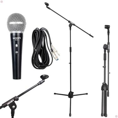 Imagem de Microfone com Cabo 3 Metros e Pedestal para Igrejas, Palestras, Karaokê, Shows, Eventos em Geral