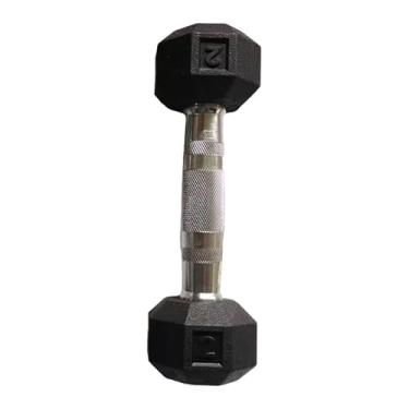 Imagem de kowaku Halter octogonal de borracha com cabo antiderrapante, equipamento de musculação portátil para exercícios de força, agachamentos e rosca direta, ideal, 2 Libras