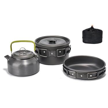 Imagem de Conjunto de Panelas para Camping e Trekking Portátil Kit Cozinha Piquenique Panela Alumina Fritar Acessório Viagem