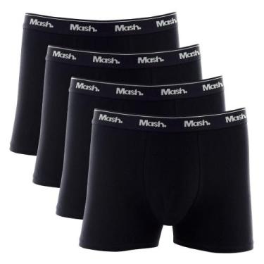 Imagem de Kit Cueca Boxer Mash 4 Peças Masculina Algodão Elástico, P, Preto 01