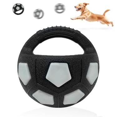 Imagem de Bola de Futebol para Cães | Brinquedo Interativo Mastigável com Guizo e Alça | Bola De Treino Para Caes,Para Filhotes Roedores Brincadeiras Exterior Interior Estimulo Mental Tédio