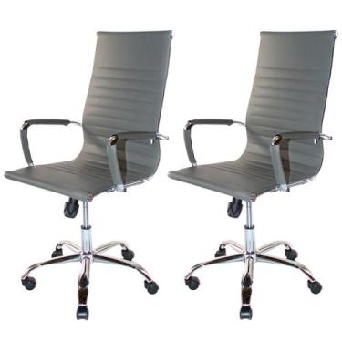 Imagem de Kit 2 Cadeiras Presidente Charles Eames Esteirinha Couro Pu 11P - Atac