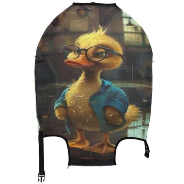 Imagem de Joisal Capas de mala engraçadas de pato fofo para protetores de bagagem, acessórios de bagagem de viagem elásticos, flores, Pato fofo engraçado, S 18-20 in, Capa de mala