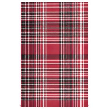 Imagem de Joisal Conjunto de toalhas de prato de flores decoração de cozinha clássico vermelho preto xadrez panos de limpeza fofos panos de limpeza absorventes macios 45 x 71 cm, 4 pacotes com 4