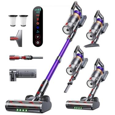 Imagem de Aspirador sem fio, 600 W 50 KPA 65 minutos para casa, aspirador de pó sem fio com sucção potente, base de carregamento para montagem na parede, aspirador recarregável para pelos de animais de