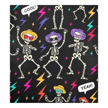Imagem de Esqueletos dançantes pretos capas de painel magnético para lava-louças decoração, decalque frontal de geladeira magnético 58,4 cm L x 66 cm A