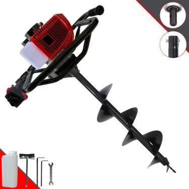Imagem de Perfurador de Solo Trado Motorizado Anmax GD520B À Gasolina 2T 52cc 2,2HP 7.000rpm Alta Performance + Broca 80x20cm Para Elevação de Cercas
