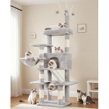Imagem de Árbol para Gatos Gitelsnour GCT011W Torre de Varios Niveles con Poste 