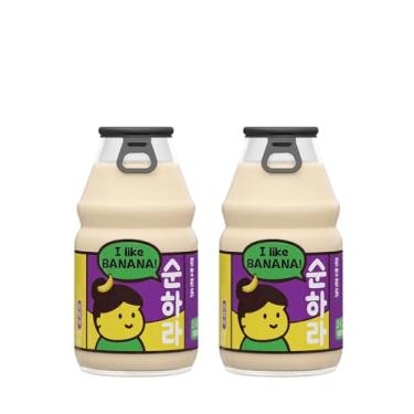 Imagem de Bebida Leite de Banana ou Morango 230ml Vidro | Bebida Láctea Cremosa | Importada | Sabor Delicioso | Mimos Korea (Kit com 2 (Banana))