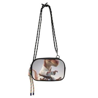 Imagem de TSENQUE Dinossauro Karatê Bolsas transversais engraçadas bolsa feminina pequena bolsa para celular carteira linda impressão viagem sobre ombro bolsas