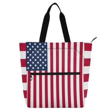 Imagem de Bolsas femininas com bandeira americana para trabalho, lona, faculdade, escola, bolsas, senhoras, crianças, livros, presentes