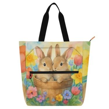 Imagem de GAIGEO Sacola feminina com flores de primavera fofas para trabalho, lona, escola, bolsa de livros, bolsas femininas e infantis para amantes de livros