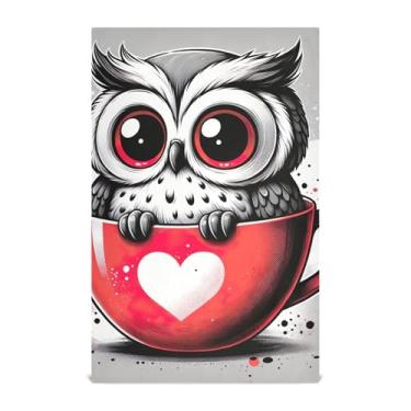 Imagem de Conjunto de toalhas de prato divertidas de animais de coruja fofa decoração de cozinha toalhas de mão de chá fofas panos de lavar louça reutilizáveis absorventes 45 x 71 cm, pacote com 4