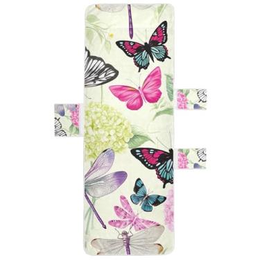 Imagem de Borboleta libélula hortênsia espreguiçadeira toalha toalha de cadeira de praia toalhas com bolsos espreguiçadeira ao ar livre 215,9 cm x 76,2 cm
