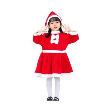 Imagem de Fantasia De Natal Infantil Do Papai Noel Vermelho Com Chapéu E Acessór