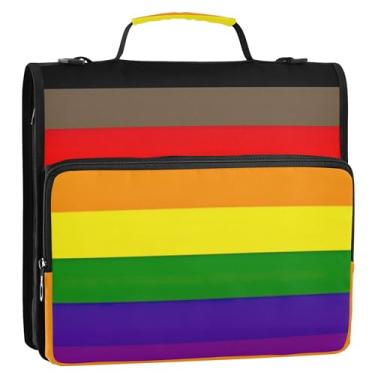 Imagem de Organizador de fichário com zíper para trabalho, 3 anéis, bandeira do orgulho da Filadélfia, LGBT, portfólio plano, comporta 500 folhas com alça bolsa escolar