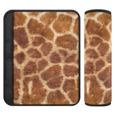 Imagem de Joitme Capa de cinto de segurança de flanela macia de pele de girafa para crianças - Almofadas acolchoadas para carros, bolsas de câmera e mochilas