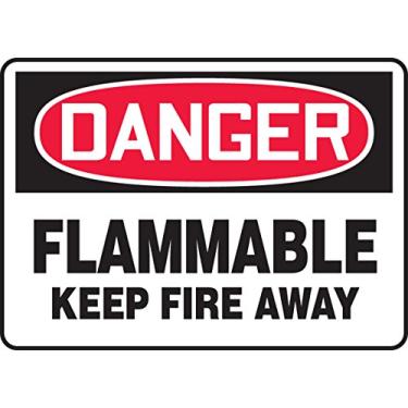 Imagem de Accuform Placa adesiva Dura-Vinil MCHL048XV, Legenda "Danger Flammable Keep Fire Away", 25 cm Comprimento x 35 cm Largura x 0 cm Espessura, Vermelho/Preto no Branco