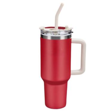 Imagem de Copo Térmico 600ml e 1200ml Aço Inox 304 - Isolante a Vácuo, Kit Completo com Canudo, Presente Premium(Vermelho-1200ml)