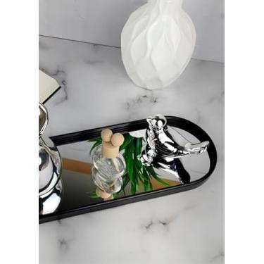 Imagem de Bandeja Espelhada Decorativa para Banheiro e Lavabo Preta e Dourada Multiuso (Preto/8212)