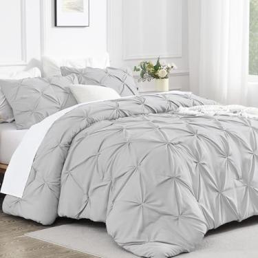 Imagem de Andency Conjunto de edredom King extragrande cinza claro (120 x 98 polegadas), 3 peças de edredons e conjuntos de cama alternativo de plumas macias e fofas para todas as estações