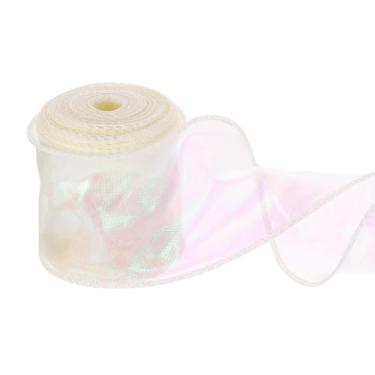 Imagem de PATIKIL Fita de chiffon com fio de 6 cm x 10 metros, fita de organza transparente com fio de cauda de peixe fitas de presente para artesanato embrulho de presente buquê floral, bege creme