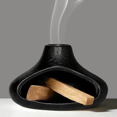 Imagem de Porta-incenso Palo Santo, suporte de incenso para sálvia, palitos de madeira, cones, queimador de incenso, minichaminé de cerâmica para meditação, ioga, decoração de casa de quarto de apanhador de