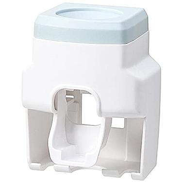 Imagem de Dispenser de pasta dentes automático com 2 compartimentos para suporte tecnologia instalação em parede conjunto pressão sem contato pia banheiro famil