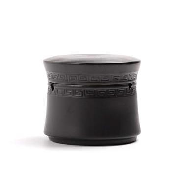 Imagem de Cinzeiro de dupla finalidade com tampa Suporte de cinzeiro de cigarro de cerâmica de grande capacidade, para casa, negócios, escritório, acessórios internos e externos (Preto)