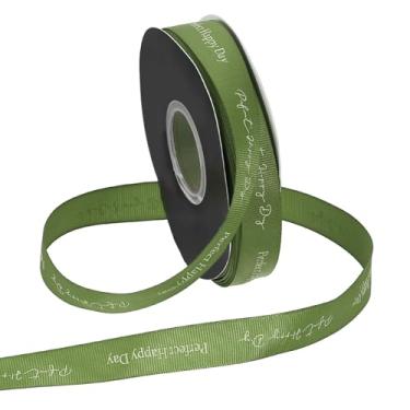 Imagem de PATIKIL Fita de gorgorão personalizada, 65/81 cm x 40 metros, fita de poliéster perfeita para festas de fim de ano, decoração de casamento, embrulho de presente, verde floresta