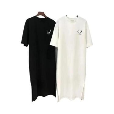 Imagem de Verão feminino novo vestido camiseta de manga curta solto comprimento 