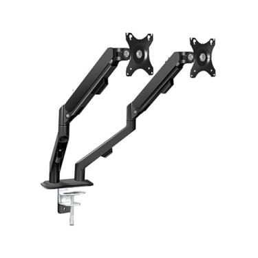 Imagem de BEGWVDJTP Suporte para monitor de mesa, suporte de tela de levantamento de mesa, suporte giratório telescópico para computador, tela dupla, única (preto)