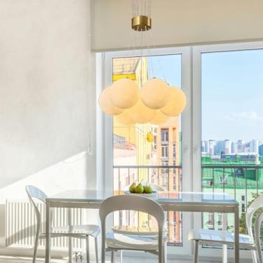 Imagem de Lustre moderno e criativo em formato de bolha, com cúpula esférica e base de metal dourado para luminária de cozinha, 13 lâmpadas, decorativo, ideal para sala de estar, sala de jantar, quart