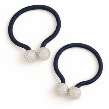 Imagem de Abraçadeira de Cortina Magnética com Esferas Decorativas Azul Marinho Par de Suportes para Cortinas com Fecho Magnético