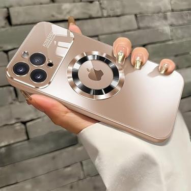 Imagem de Capa magnética fosca à prova de choque para iPhone 15 Pro Max, protetor de lente de câmera capa completa para iPhone 15 Pro Max, Glod