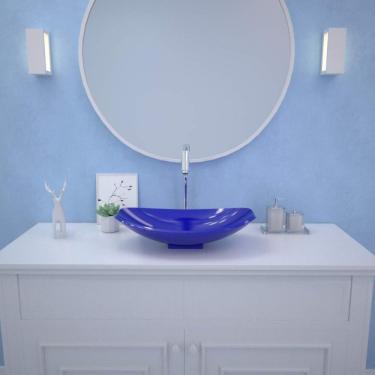 Imagem de Cuba de Apoio para Banheiro L45 Lux Canoa Compace Azul Escuro