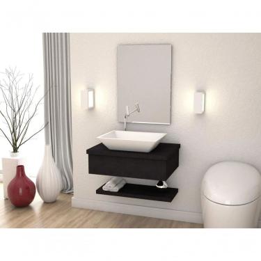 Imagem de Bancada para Banheiro com Cuba Rt45 Prateleira e Espelheira 606w Metrópole Compace